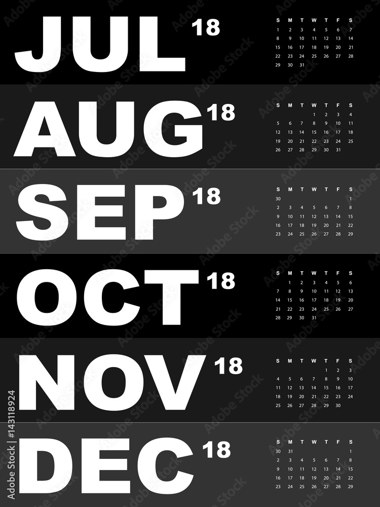 Template of calendar for 2018 Template of calendar for 2018