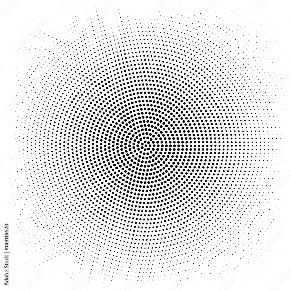 Vector illustration. Abstract halftone pattern texture. Gradient from the circles. Black White.