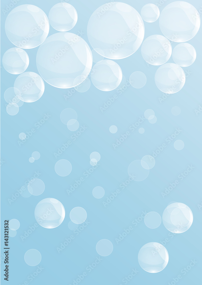 wash, vector vertical background, mineral water and soap bubbles