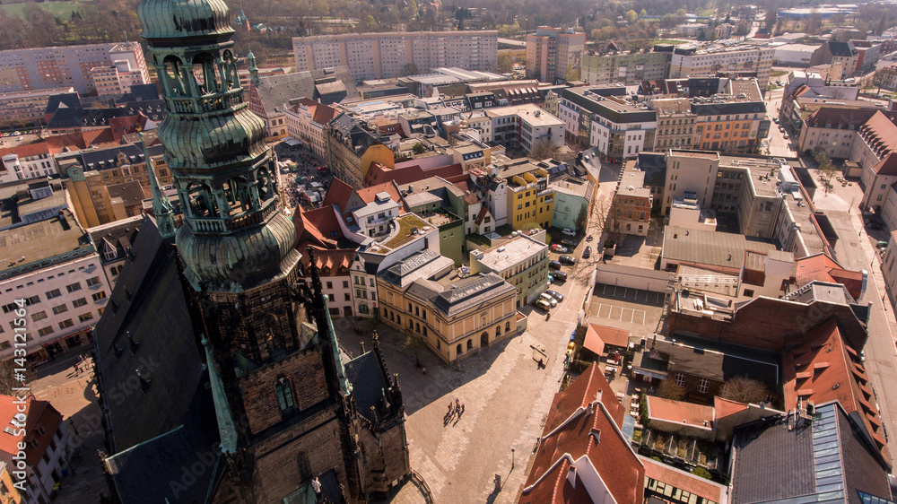 Fototapeta premium Zwickau aerial view old town germany
