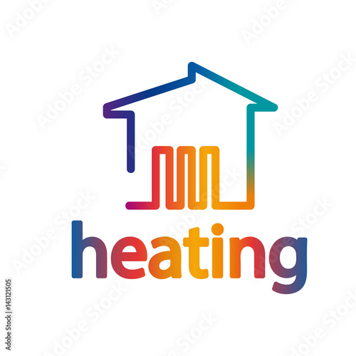 Vector sign domestic heating. Abstract radiator in home