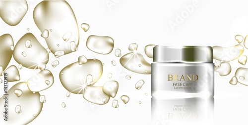 Drops of golden oil, vector realistic background.