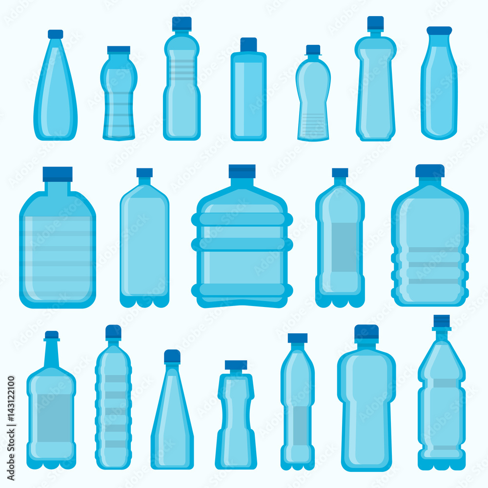 Plastic bottles vector isolated icons set Plastic bottles vector isolated icons set
