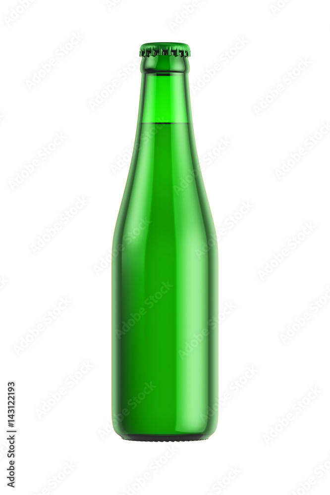 Green glass bottle isolated on white background, 3D rendering Green glass bottle isolated on white background, 3D rendering