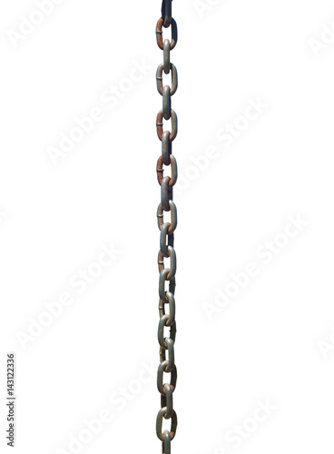 Rusty metal chain on white background
