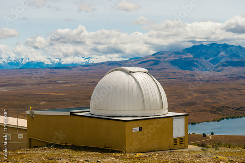 Tourists at Mt John University Observatory, The New Zealand's premier astronomical research observatory, Lake Tekapo,Canterbury, South Island, New Zealand. photo