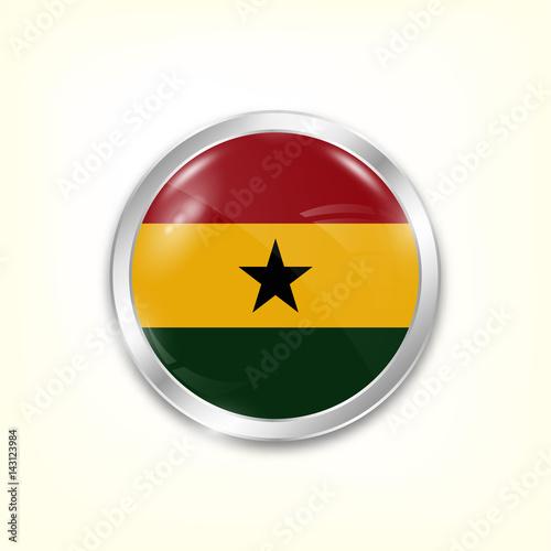 Round button national flag of Ghana with the reflection of light and shadow. Icon country. Realistic vector illustration. Free Download Round button national flag of Ghana with the reflection of light and shadow. Icon country. Realistic vector illustration. - GFXLoad