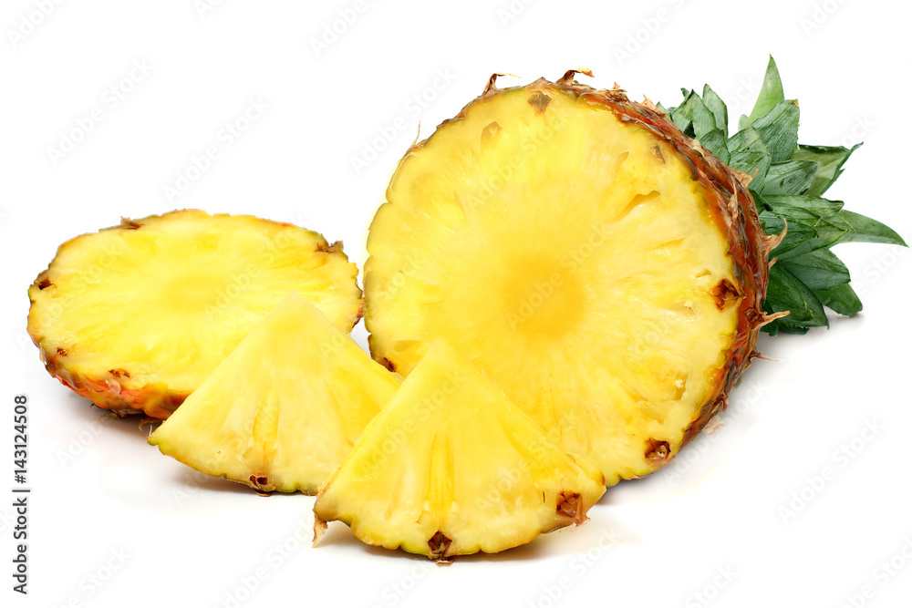 Sliced ripe pineapple isolated on white background Sliced ripe pineapple isolated on white background