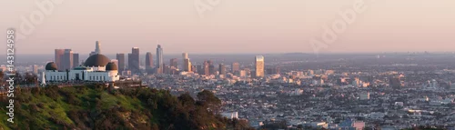 Obraz Los Angeles zmierzch, Kalifornia, usa w centrum linia horyzontu od Griffith parka panoramicznego widoku