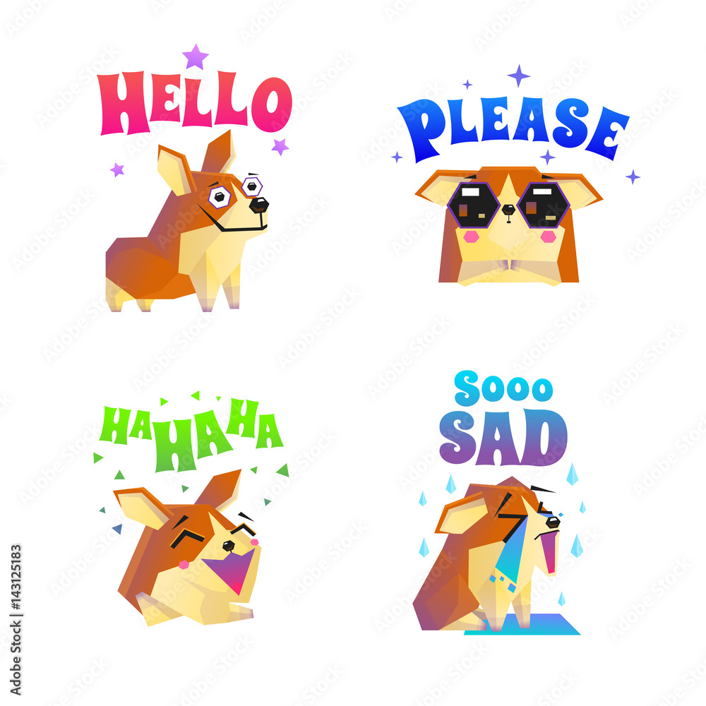 Corgi Stickers Emoticon Set Corgi Stickers Emoticon Set