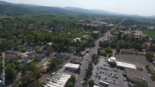 Drone shot of St. Helena, CA. photo