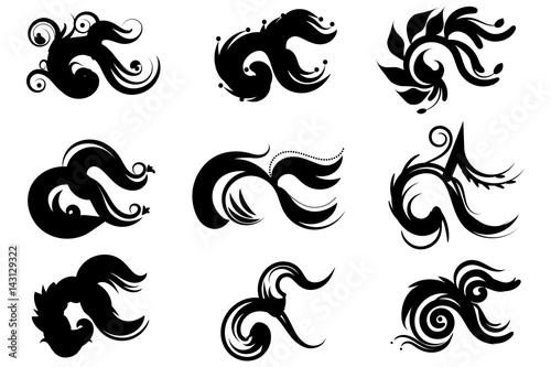 The nine in Thailand style set,vector