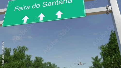 Airplane arriving to Feira de Santana airport. Travelling to Brazil conceptual 4K animation photo