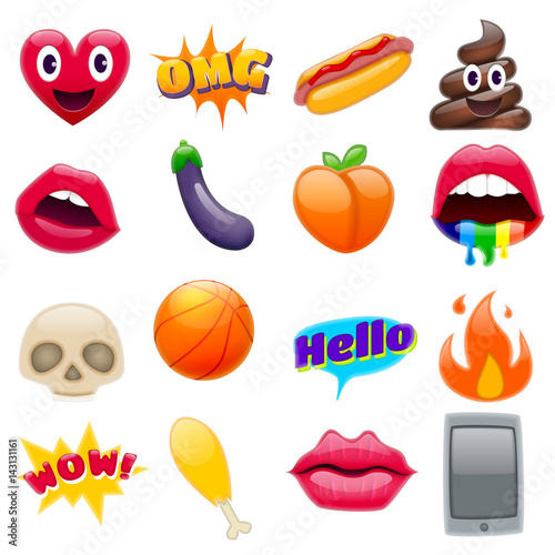 Set of Fantastic Smiley Emoticons Emoji Design Set