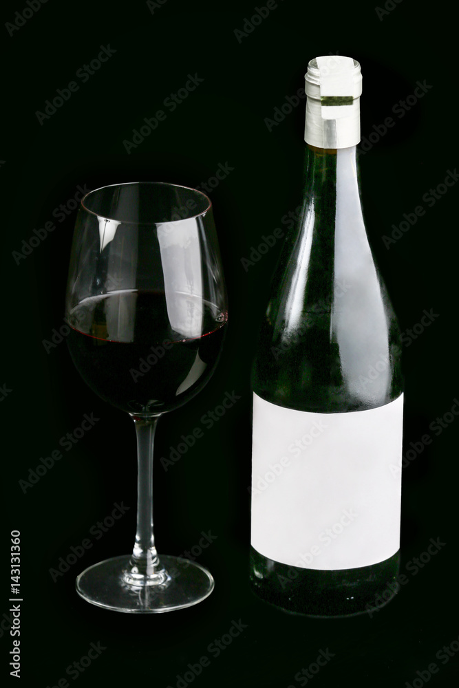 Black wine glass and bottle