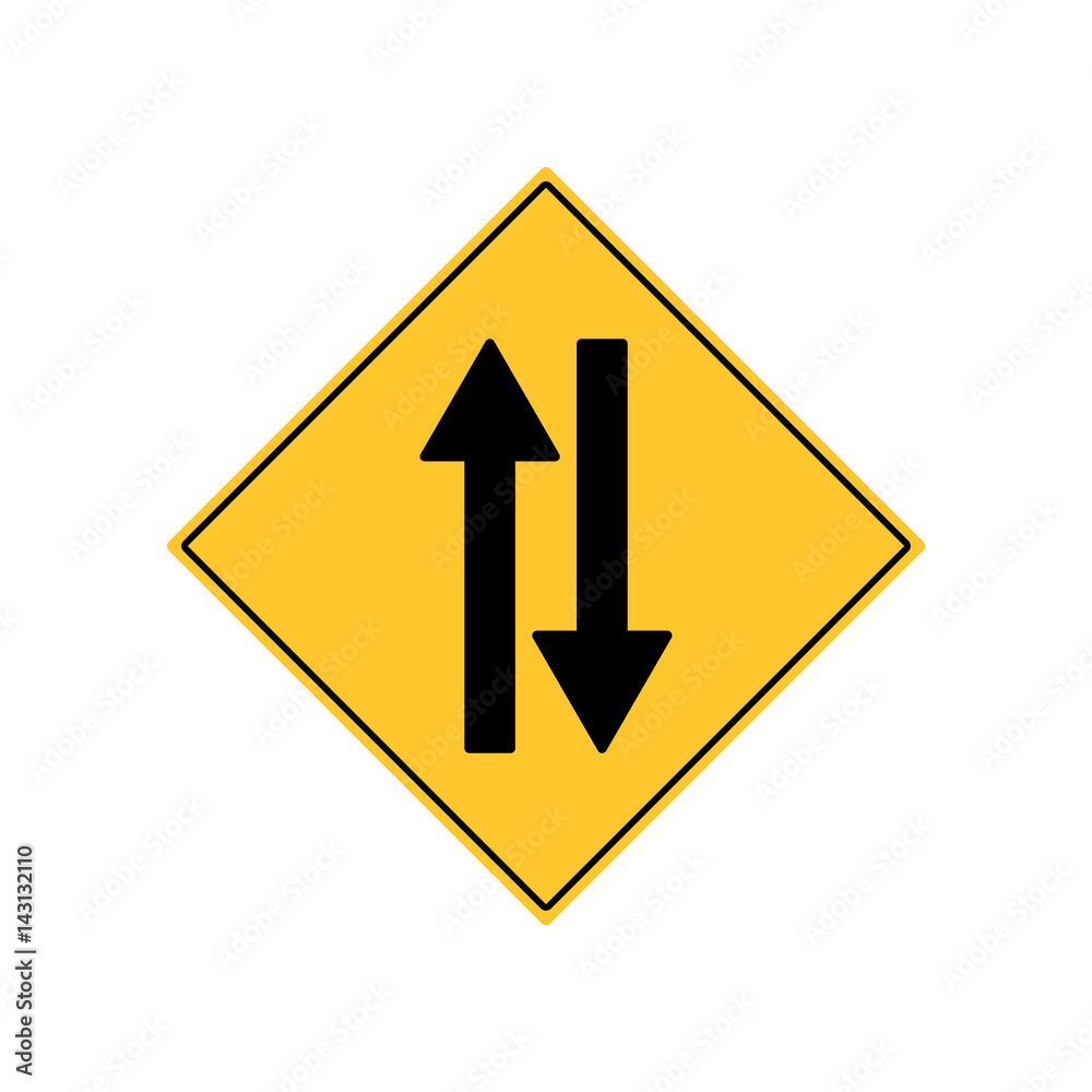 Road Sign Warning Two Way Traffic Road Sign Warning Two Way Traffic
