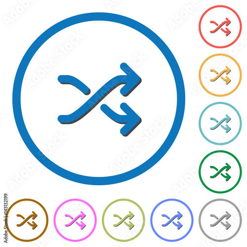 Media shuffle icons with shadows and outlines