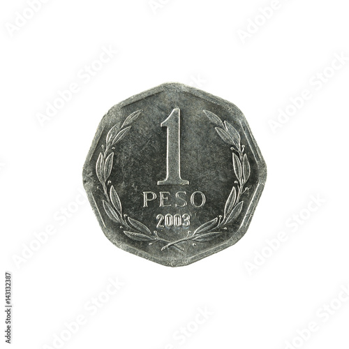1 chilean peso coin (2003) obverse isolated on white background