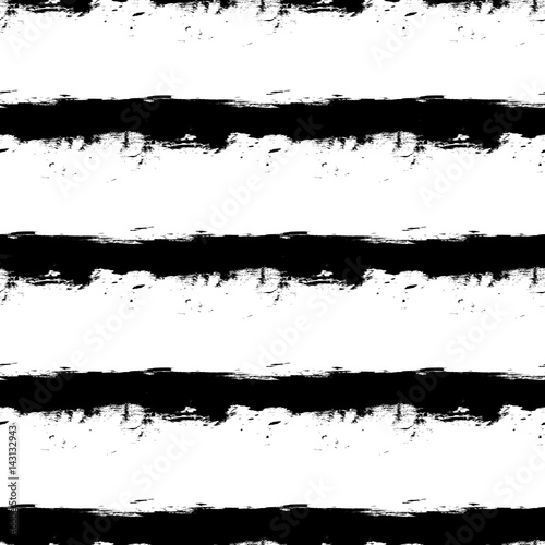 Abstract vector seamless pattern of grunge black ink horizontal stripes on white background. Can be used for pattern fill  packaging  clothing  printing on surfaces.