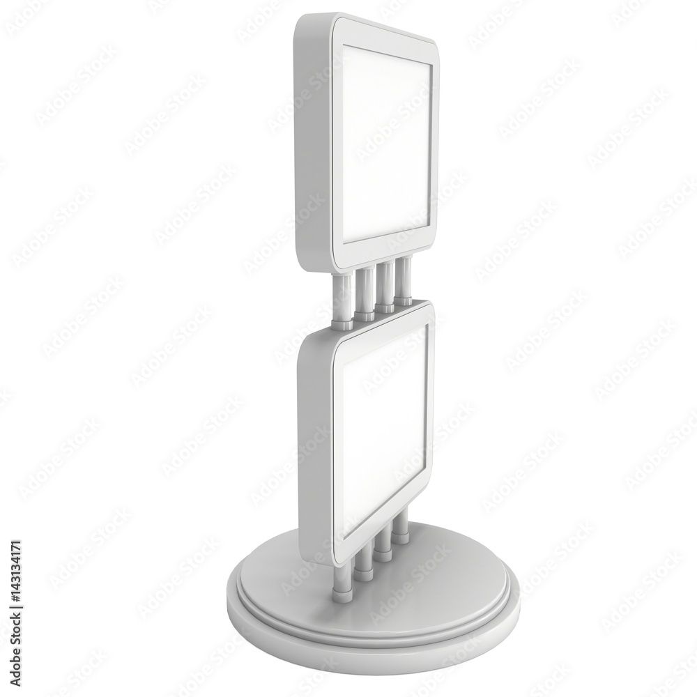 LCD Screen Double Stand. Blank Trade Show Booth. 3d render of lcd screen isolated on white background. High Resolution. Ad template for your expo design. LCD Screen Double Stand. Blank Trade Show Booth. 3d render of lcd screen isolated on white background. High Resolution. Ad template for your expo design.