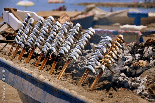 Sardinenspieße am Strand von Málaga 