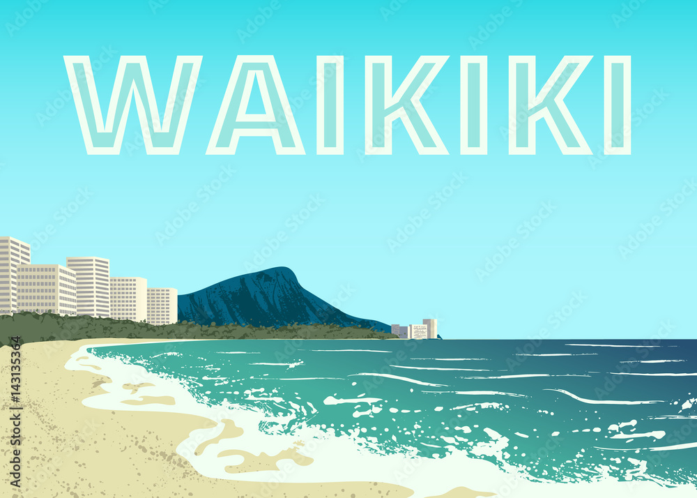 Waikiki beach of Oahu island
