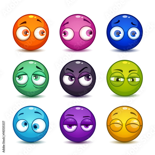 Funny colorful glossy balls with eyes.