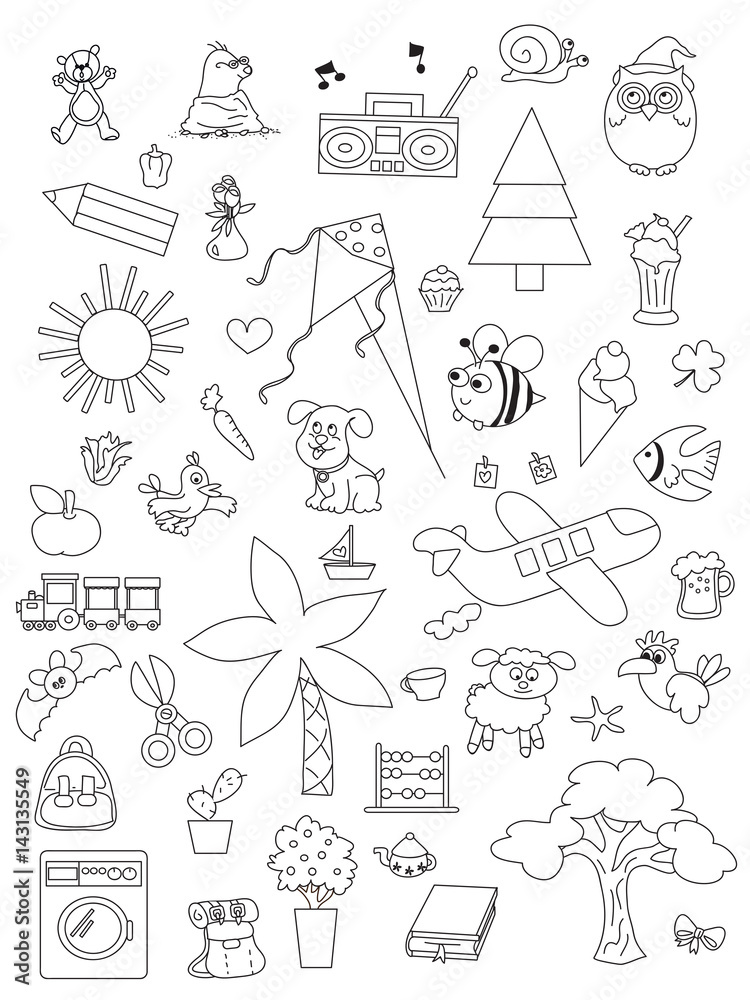 set of hand drawn kids set of hand drawn kids