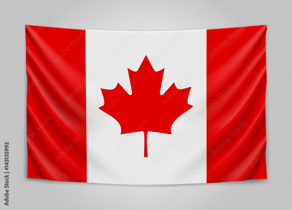 Hanging flag of Canada. Canada. National flag concept.