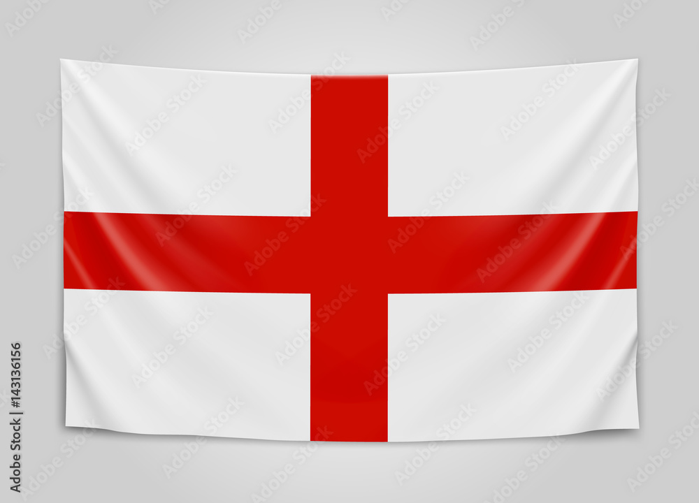 Obraz premium Hanging flag of England. England. National flag concept.