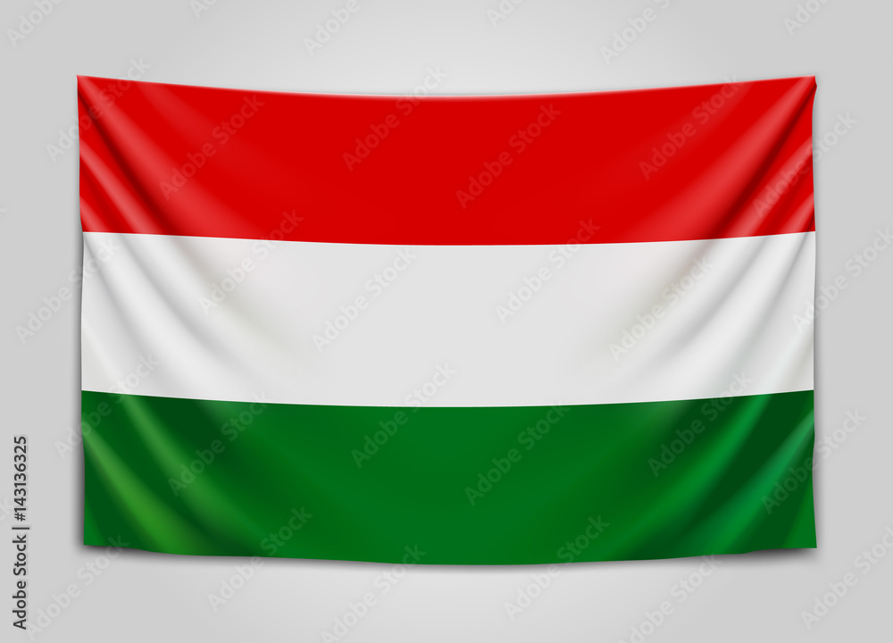 Hanging flag of Hungary. Hungary. Hungarian national flag concept.