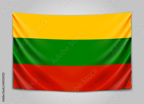 Free Download Hanging flag of Lithuania. Republic of Lithuania. National flag concept. - GFXLoad