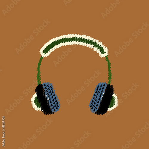 flat vector icon design collection music headphones