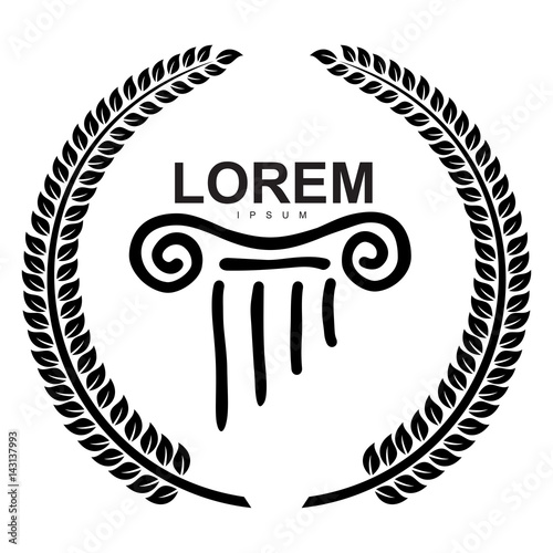 Vector logo in the Greek style wreath of ears and and capitals of columns.