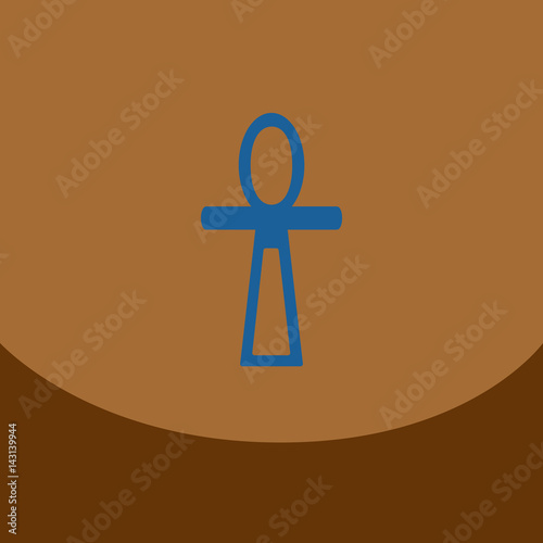 Flat icon on blue square Arabic traditional sign Egyptian Ankh