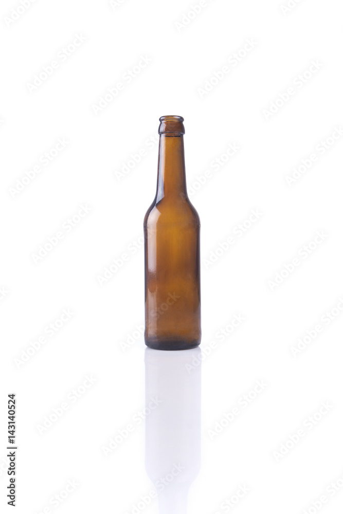 Empty brown beer bottle isolated Empty brown beer bottle isolated