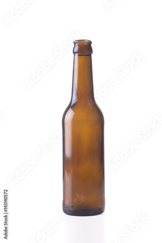 Empty brown beer bottle isolated 