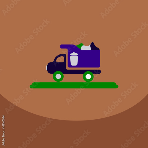 garbage collection .garbage truck management concept illustration with trash