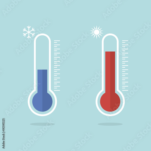 Temperature logo. Thermometer icon. Measuring hot and cold temperature