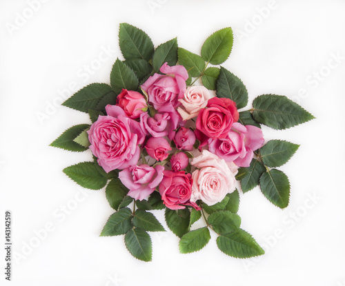 Background with floral decoration of natural roses.