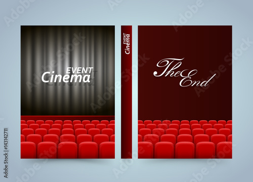Movie cinema premiere poster design. Banner film book. A4 size paper, Template design element, Vector background