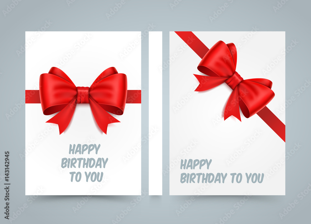 Happy birthday to you. Bow on white paper. banner road book. A4 size paper,  Template design element, Vector background Stock Vector | Adobe Stock