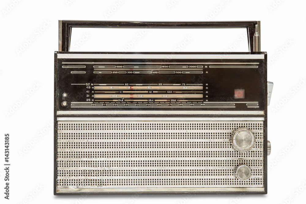 Fototapeta premium Vintage old radio isolated on white background