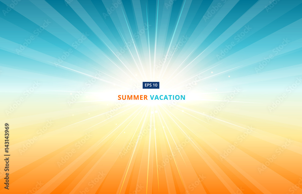 Fototapeta premium Morning sun shines in the sky in summer vacation. In the season of travel