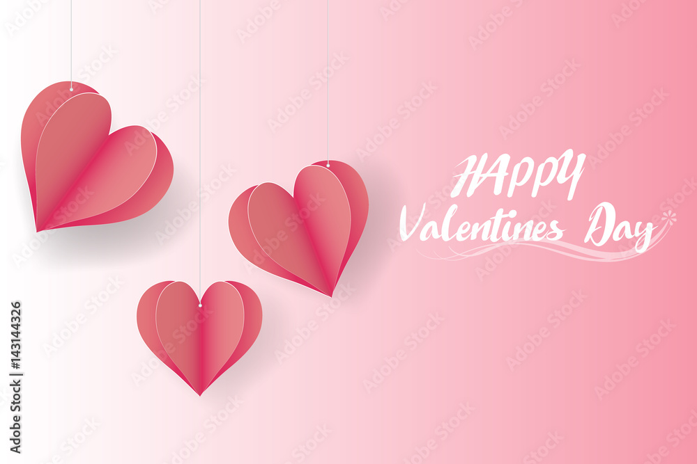 happy valentines day.paper cut style,vector background