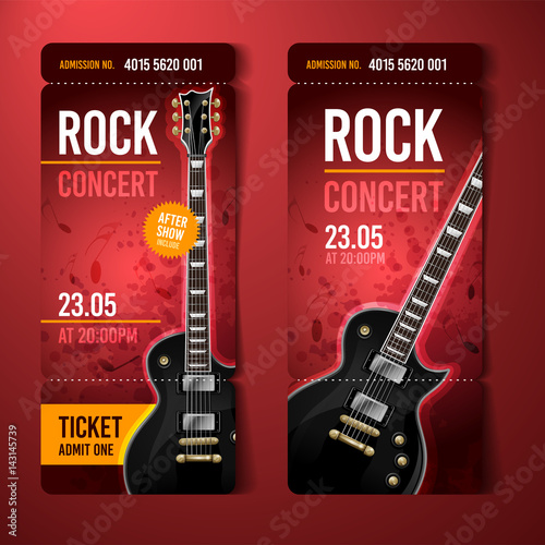 vector rock festival ticket design template with guitar