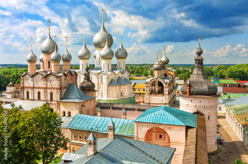 Assumption Cathedral and church of the Resurrection in Rostov Kremlin, Rostov the Great, Russia. Included in World Heritage list of UNESCO. photo