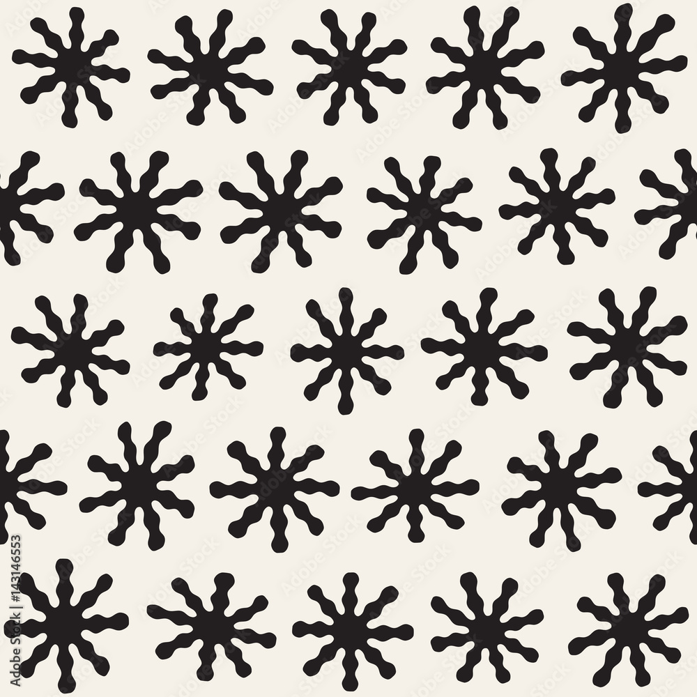 Vector seamless pattern. Abstract background with floral brush strokes. Monochrome hand drawn texture