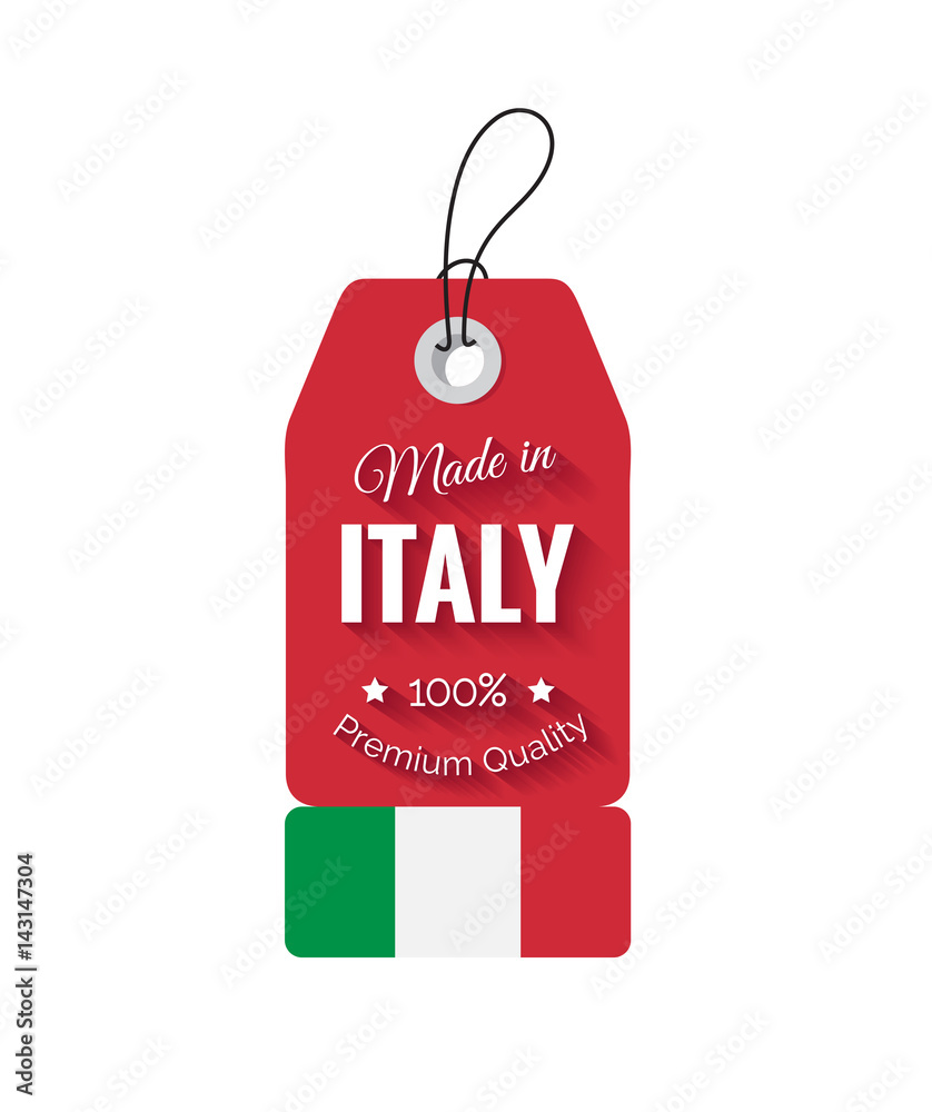 Made in Italy label with italian flag. Vector illustration