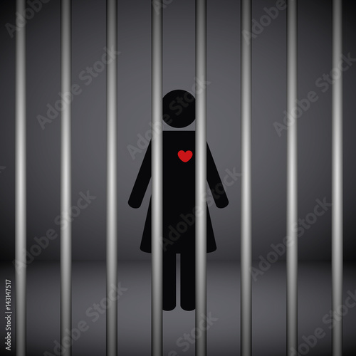 frau hinter gittern piktogramm
